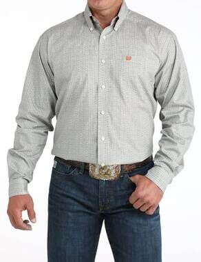 NEW CINCH men's print button down shirt in cream
